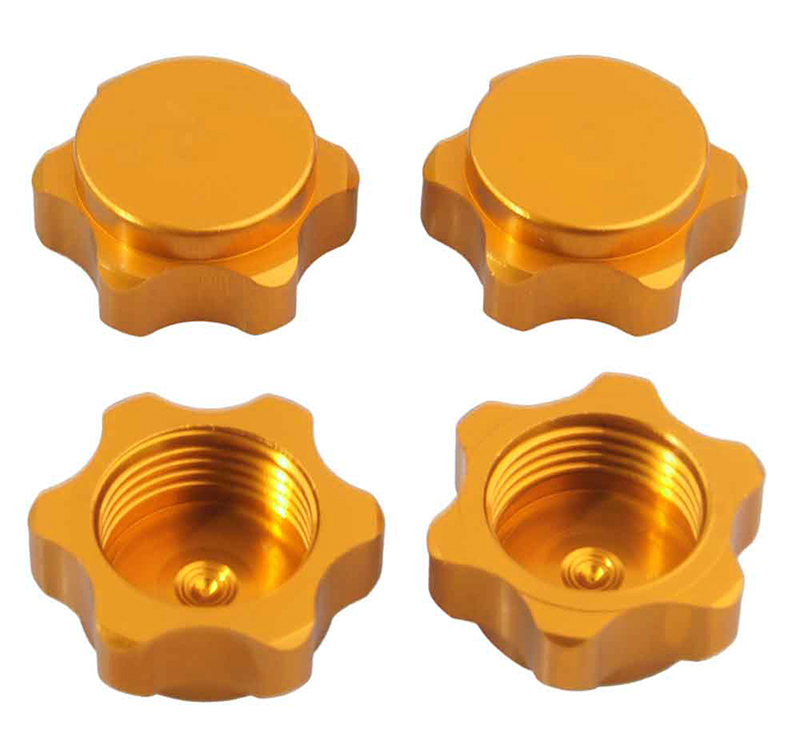 C30656GOLD Billet Machined Aluminum 17mm Hex Hub Covers for 1/8 Buggy and Monster Truck - Image 1