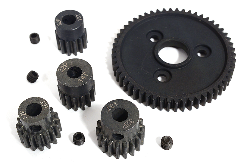 C30686 Steel 32 Pitch 54T Spur+13+14+16+18T Pinion Set w/5mm for Most Traxxas 1/10 4X4 - Image 1