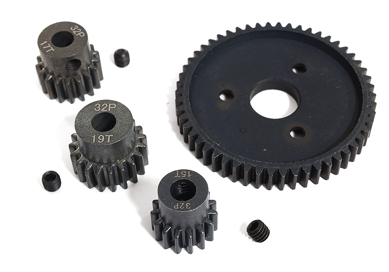 C30687 Steel 32 Pitch 54T Spur+15+17+19T Pinion Set w/5mm for Most Traxxas 1/10 4X4 - Image 1