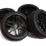 12 Spoke Complete Wheel & Tire Set (4) for 1/10 Touring Car W=26mm Offset 3.5mm