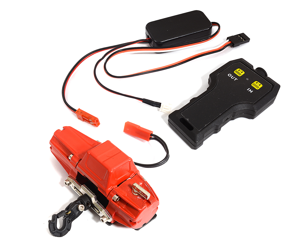 C30699RED Realistic Heavy-Duty High Torque Winch w/ Remote Control for 1/10 Scale Crawler - Image 1