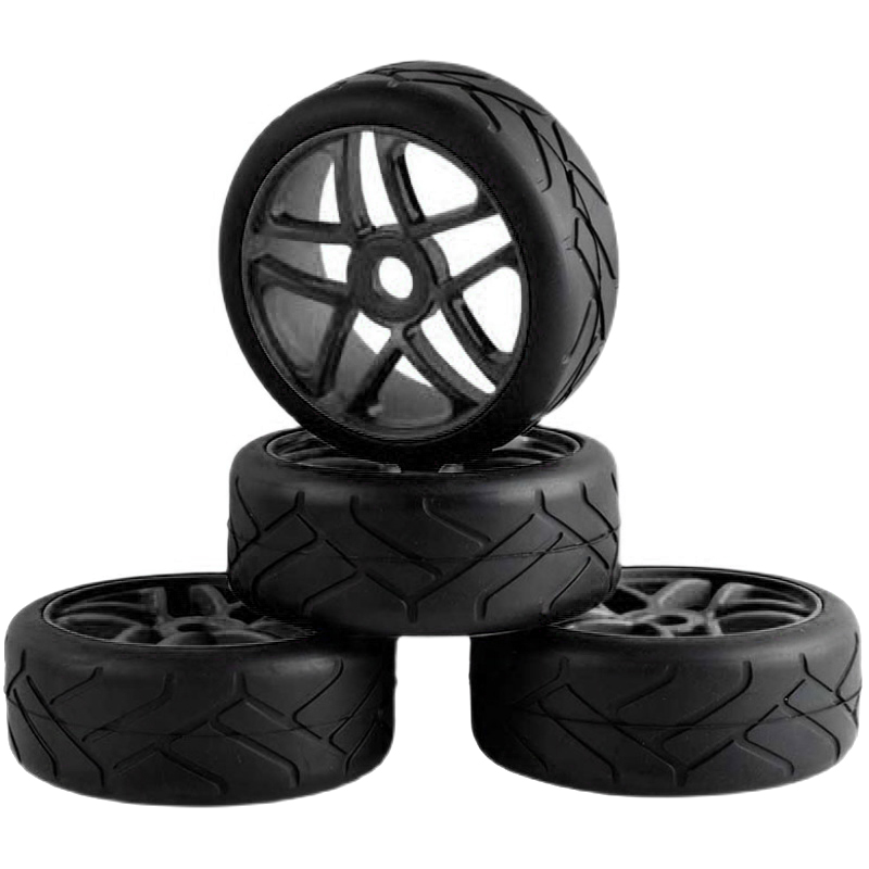C30737 Rubber Tires, Wheels & Inserts TK08 Style w/ 17mm Hex for 1/8 Buggy Size 4pcs. - Image 1