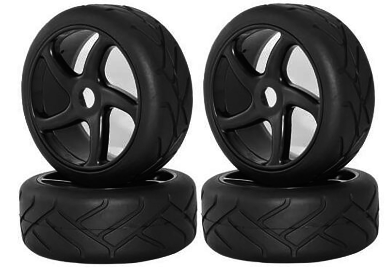 C30739 Rubber Tires, Wheels & Inserts TK03 Style w/ 17mm Hex for 1/8 Buggy Size 4pcs. - Image 1