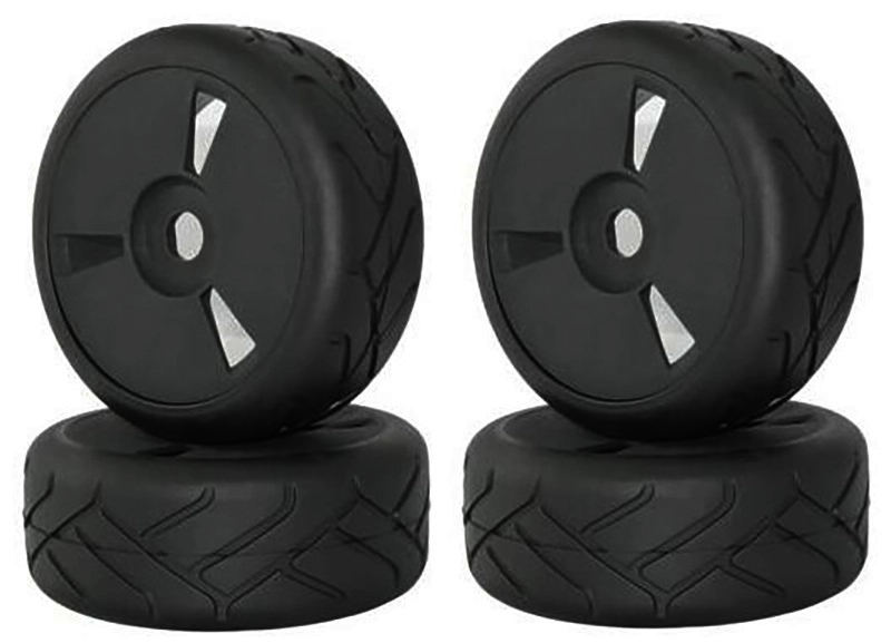 C30741 Rubber Tires, Wheels & Inserts TK04 Style w/ 17mm Hex for 1/8 Buggy Size 4pcs. - Image 1