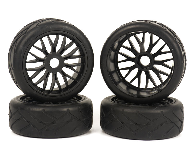 C30742 Rubber Tires, Wheels & Inserts TK05 Style w/ 17mm Hex for 1/8 Buggy Size 4pcs. - Image 1