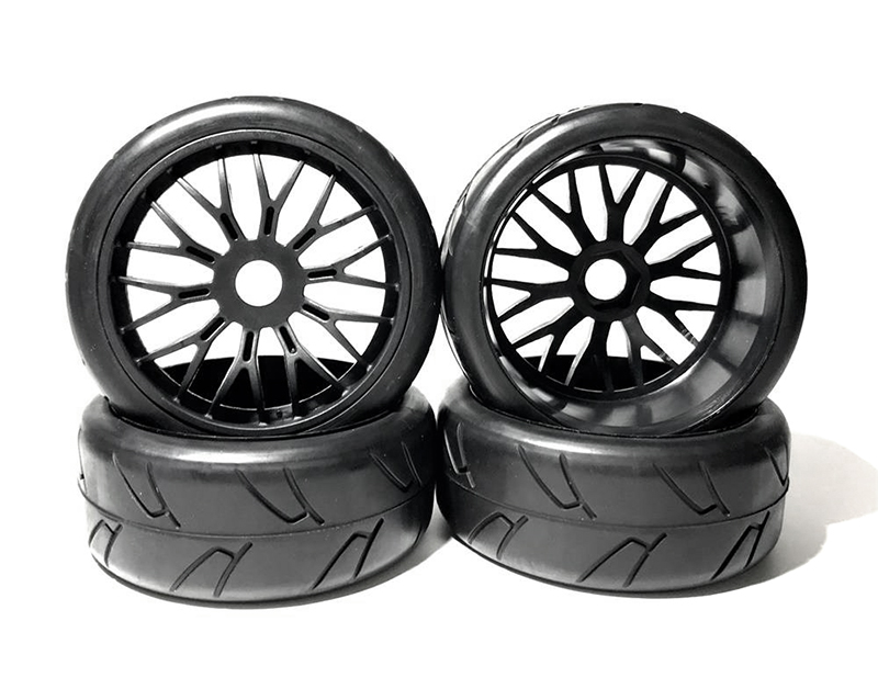C30748 Rubber Tires, Wheels & Inserts TK12 Style w/ 17mm Hex for 1/8 Buggy Size 4pcs. - Image 1