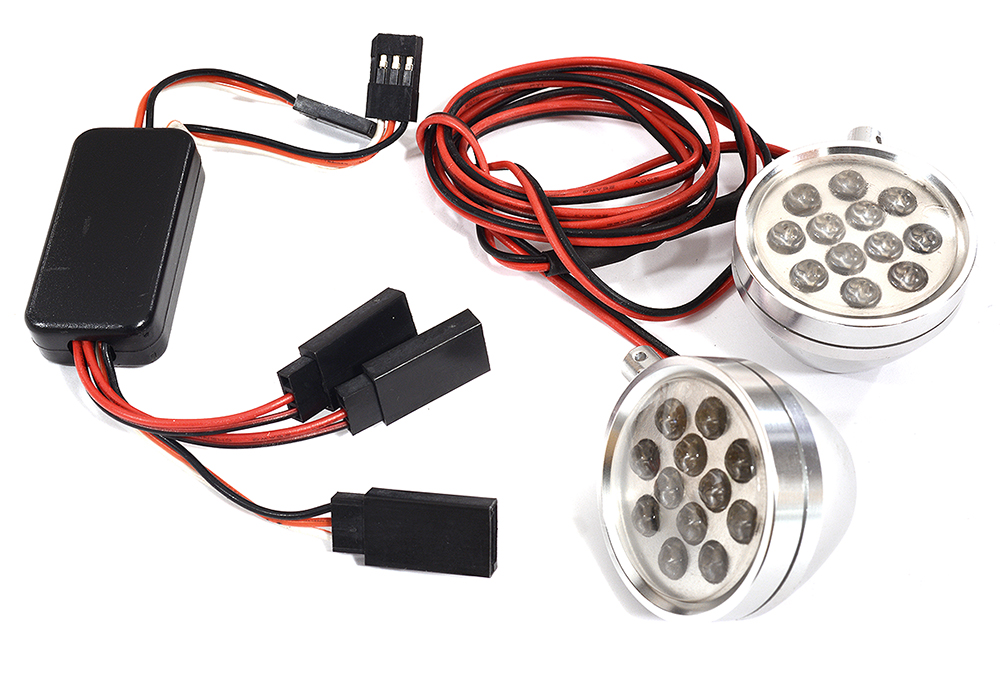 C30749SILVER LED Spot Light Set w/ Metal Housings & Control Box for 1/5, 1/8 & 1/10 Scale - Image 1