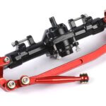 Billet Machined Alloy Front Axle for Axial 1/24 SCX24 Rock Crawler - Black Red