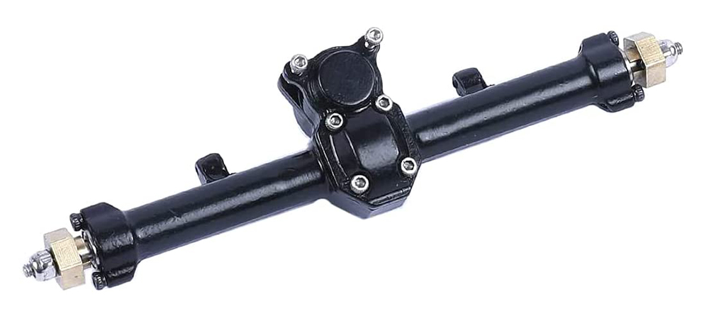 C30786BLACK Black Billet Machined Alloy Complete Rear Axle for Axial 1/24 SCX24 Rock Crawler - Image 1