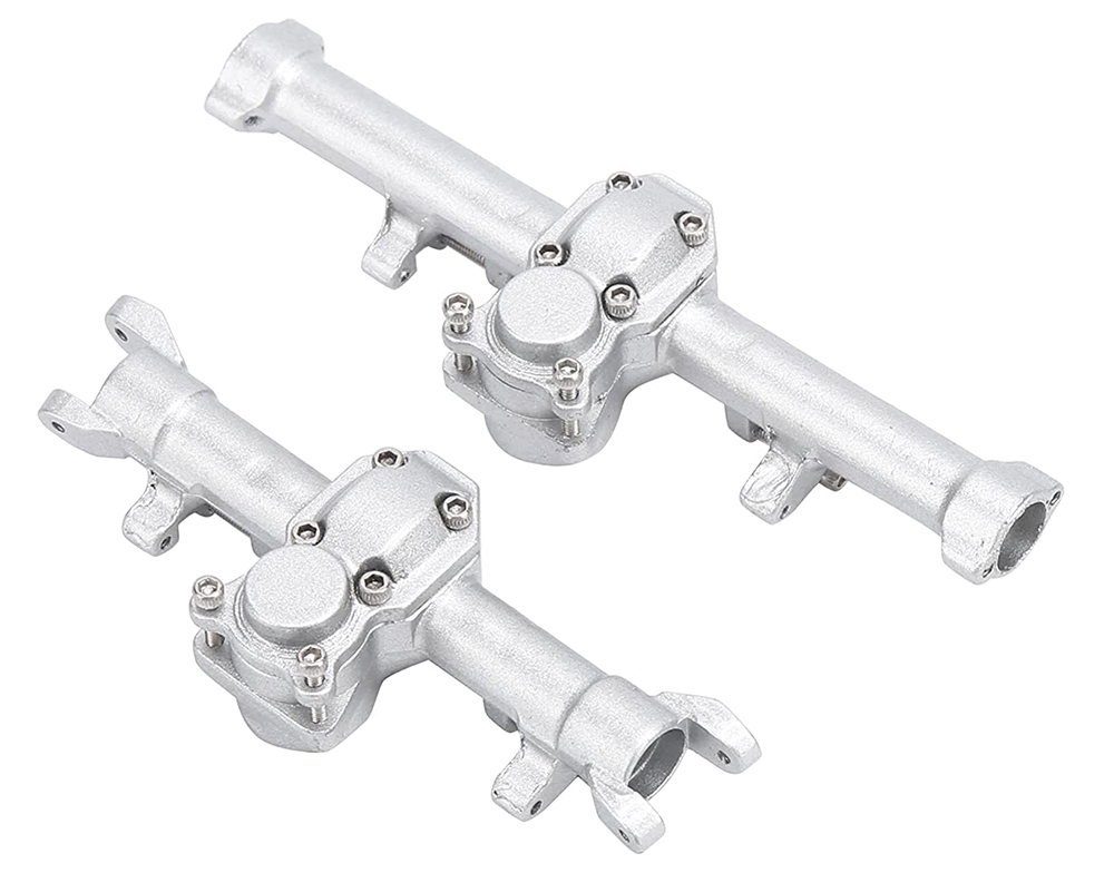 C30787SILVER Billet Machined Alloy Front & Rear Axle Housings for Axial 1/24 SCX24 Crawler - Image 1
