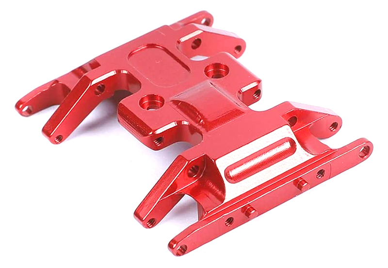 C30796RED Billet Machined Alloy Center Skid Plate for Axial 1/24 SCX24 Rock Crawler - Image 1