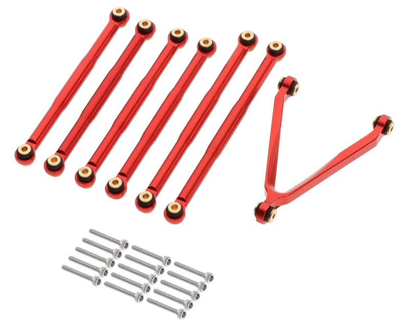 C30800RED Billet Machined Alloy Linkage Set for Axial 1/24 SCX24 C10 B-17 Rock Crawler - Image 1