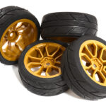 10 Spoke Complete Wheel & Tire Set (4) for 1/10 Touring Car W=26mm Offset 3.5mm