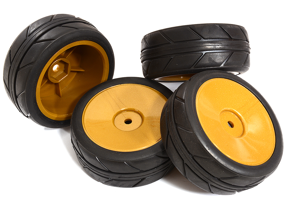 C30829 Dish Complete Wheel & Tire Set (4) for 1/10 Touring Car W=26mm Offset 0mm - Image 1