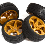 5 Spoke Complete Wheel & Tire Set (4) for 1/10 Touring Car W=26mm Offset 2.5mm