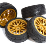 14 Spoke Complete Wheel & Tire Set (4) for 1/10 Touring Car W=26mm Offset 2.5mm