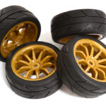 10 Spoke Complete Wheel & Tire Set (4) for 1/10 Touring Car W=26mm Offset 3.5mm