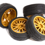 14 Spoke Complete Wheel & Tire Set (4) for 1/10 Touring Car W=26mm Offset 3.5mm