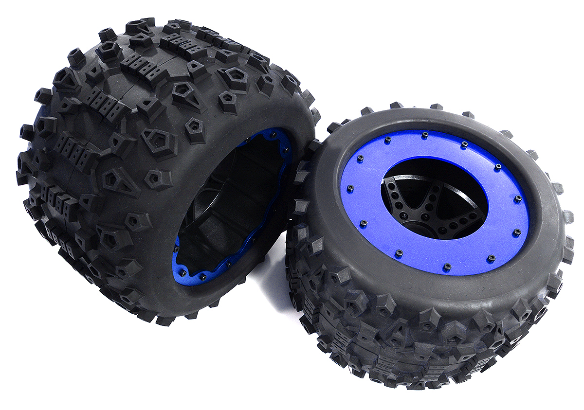 C30840 Tires, Wheels & Inserts TK18 w/ 17mm Hex for Monster Truck Size 2pcs OD=155mm - Image 1