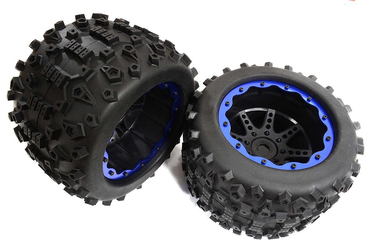 C30848 Tires, Wheels & Inserts TK26 w/ 17mm Hex for Monster Truck Size 2pcs OD=155mm - Image 1