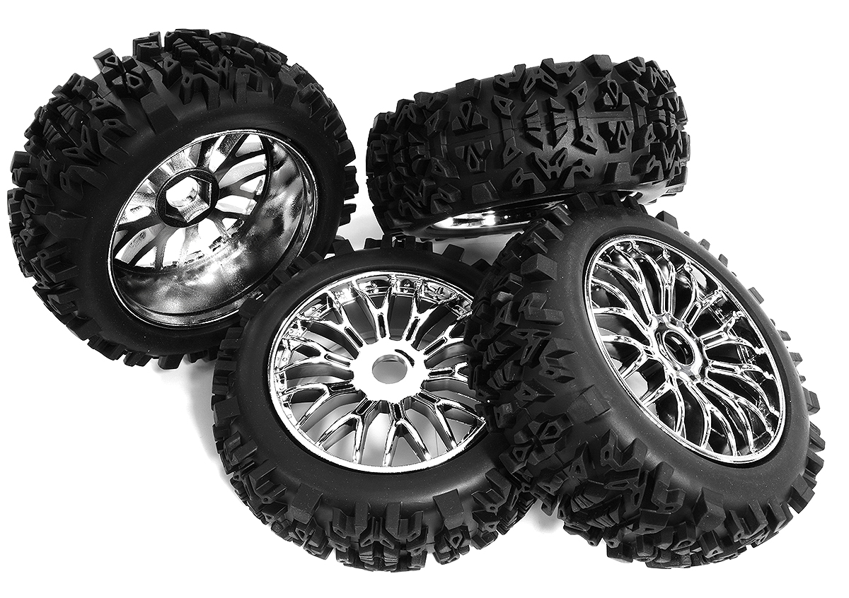 C30858 Tires, Wheels & Inserts TK36 Style w/ 17mm Hex for 1/8 Buggy Size 4pcs OD=120mm - Image 1