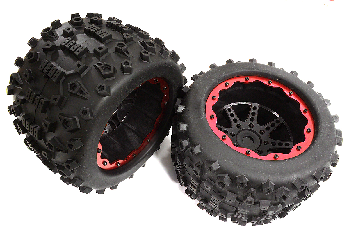 C30862 Tires, Wheels & Inserts TK40 w/17mm Hex for 1/8 Monster Truck Size 2pcs OD=155mm - Image 1