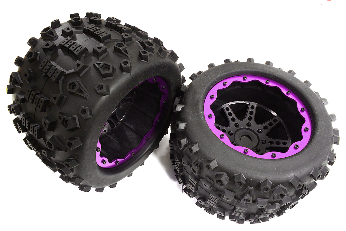 C30863 Tires, Wheels & Inserts TK41 w/17mm Hex for 1/8 Monster Truck Size 2pcs OD=155mm - Image 1