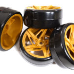 5 Spoke Wheel & Tire Set (4) for Drift Racing (O.D.=62mm) W=26mm Offset 3.5mm