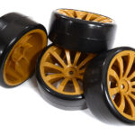 10 Spoke Wheel & Tire Set (4) for Drift Racing (O.D.=62mm) W=26mm Offset 6.5mm