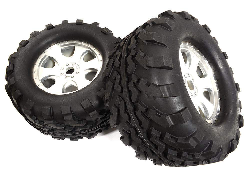 C30891 Tires, Wheels & Inserts TK57 w/17mm Hex for 1/8 Monster Truck Size 2pcs OD=155mm - Image 1