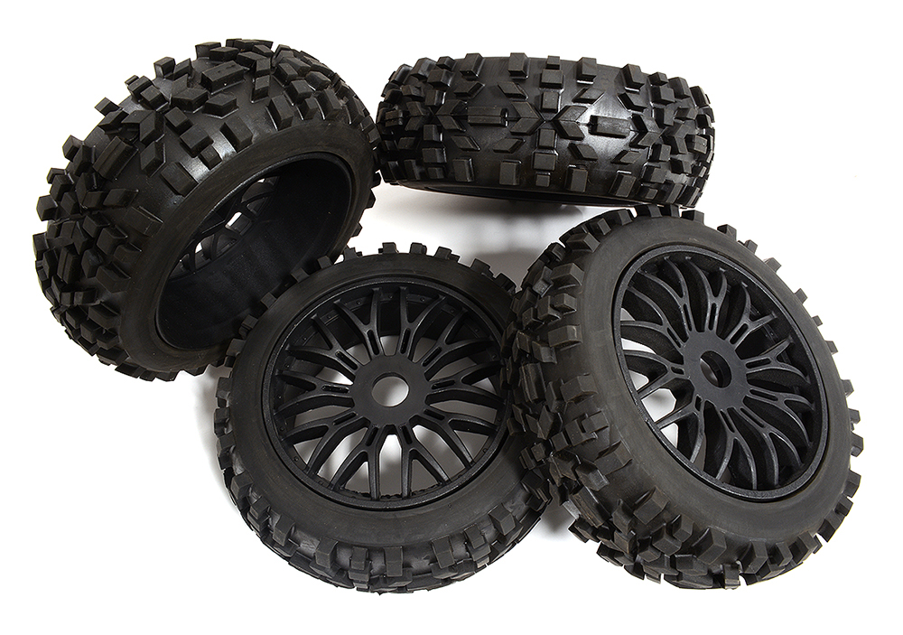 C30898 Tires, Wheels & Inserts TK64 Style w/ 17mm Hex for 1/8 Buggy Size 4pcs OD=120mm - Image 1