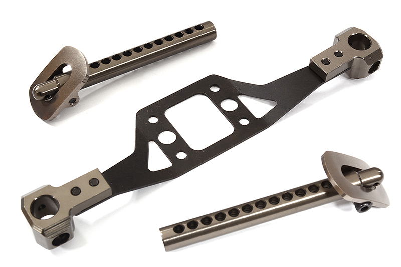 C30936GREY Machined Alloy Rear Body Posts w/ Mounts for Associated DR10 Drag Race Car RTR - Image 1