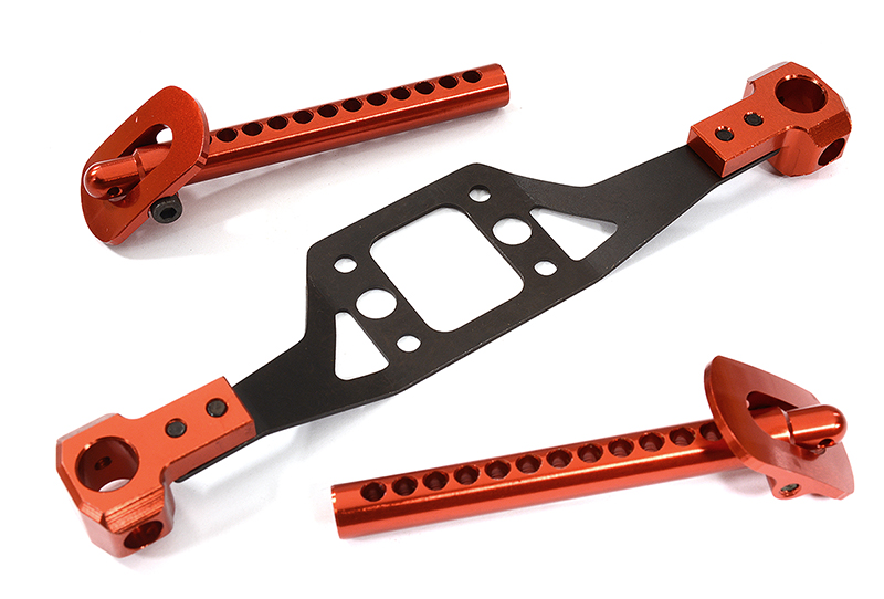 C30936RED Machined Alloy Rear Body Posts w/ Mounts for Associated DR10 Drag Race Car RTR - Image 1