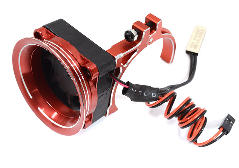 C30952RED Thermo Controlled 40x40mm Fan w/ Intake Ram Funnel for 40-42mm Motor, 1/8 & 1/10 - Image 1