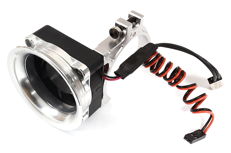 C30952SILVER Thermo Controlled 40x40mm Fan w/ Intake Ram Funnel for 40-42mm Motor, 1/8 & 1/10 - Image 1