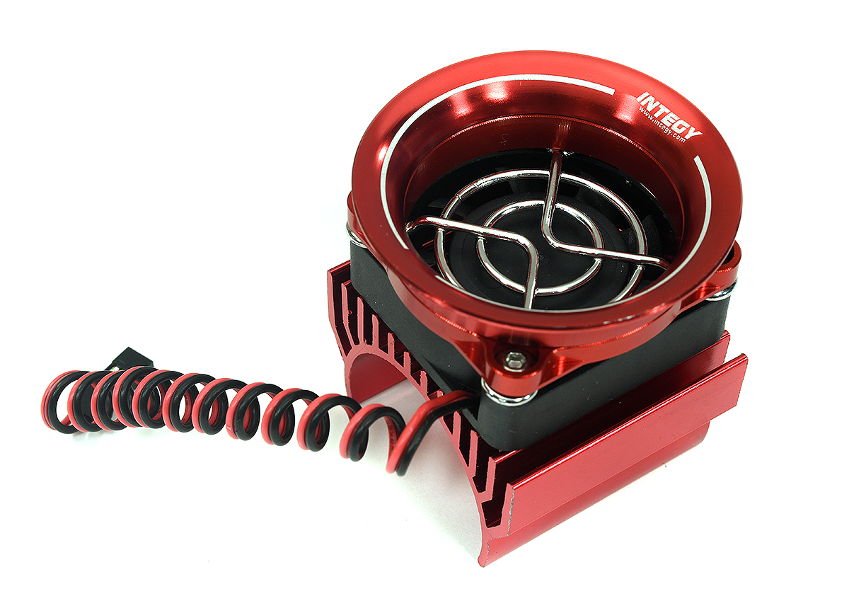 C30953RED 36mm Motor Heatsink + 40x40mm Fan w/ Intake Ram Funnel for Most 1/10 RC Crawler - Image 1