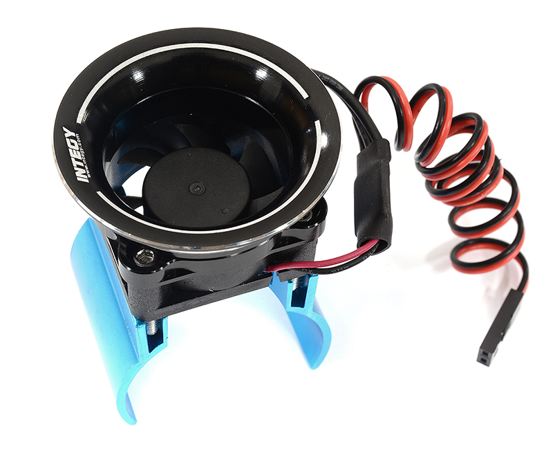 C30955BLUE Thermo Controlled 30x30mm Fan w/ Intake Ram Funnel for 36mm Motor, 1/10 RC - Image 1