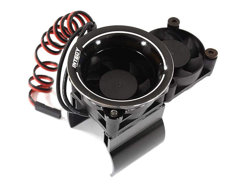 C30956BLACK Thermo Controlled Twin 30x30mm Fan w/ Intake Ram Funnel for 36mm Motor, 1/10 RC - Image 1