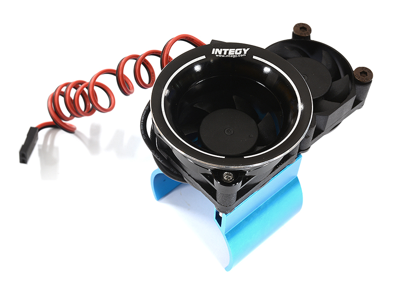 C30956BLUE Thermo Controlled Twin 30x30mm Fan w/ Intake Ram Funnel for 36mm Motor, 1/10 RC - Image 1