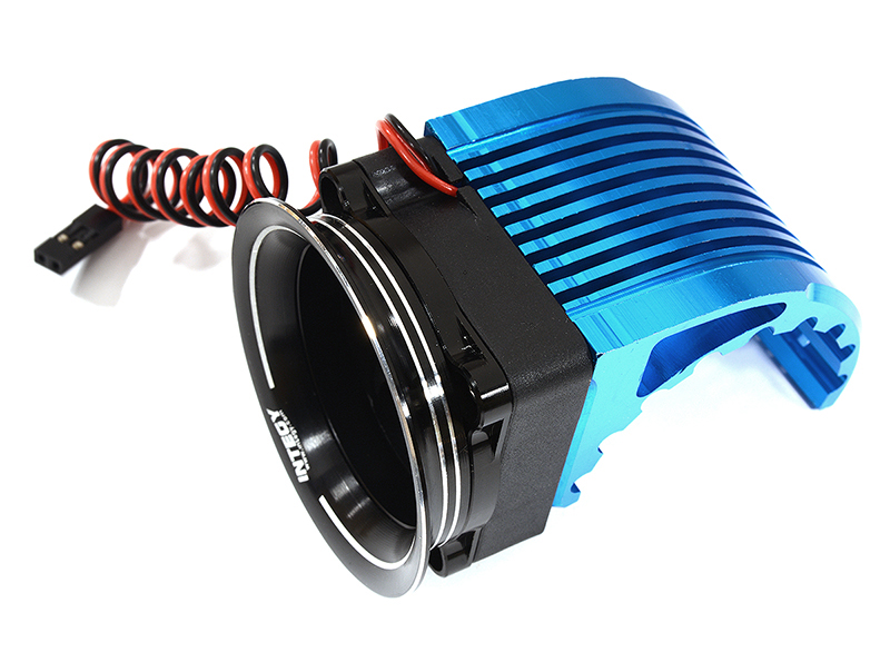 C30957BLUE 42mm Motor Heatsink + 40x40mm Fan w/ Intake Ram Funnel for Most 1/8 & 1/10 RC - Image 1
