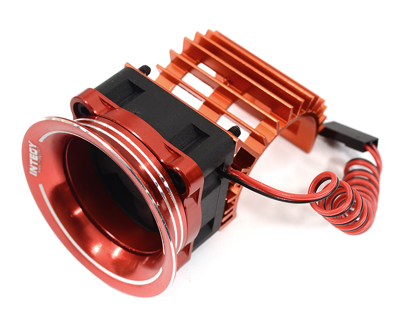 C30958RED 28mm Motor Heatsink + 25x25mm Cooling Fan w/Intake Ram Funnel for 380 & 390 Size - Image 1