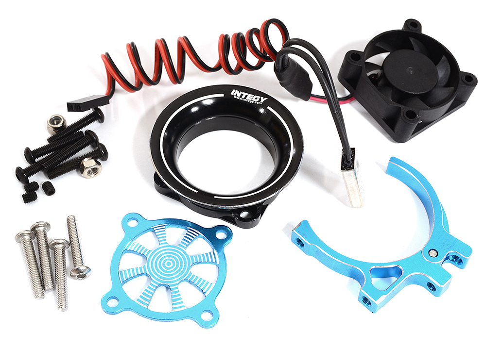 C30959BLACK Thermo Controlled 30x30mm Fan w/ Intake Ram Funnel for 35-36mm Motor 540 & 550 - Image 1