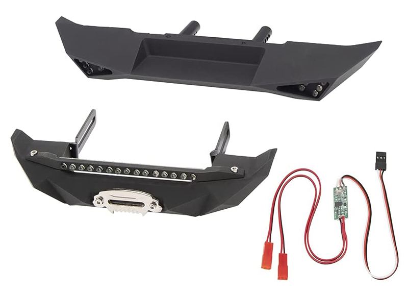 C30967BLACK Alloy F&R Bumper w/ LED & 3rd Ch. Controller for SCX10 Trail Crawler - Image 1