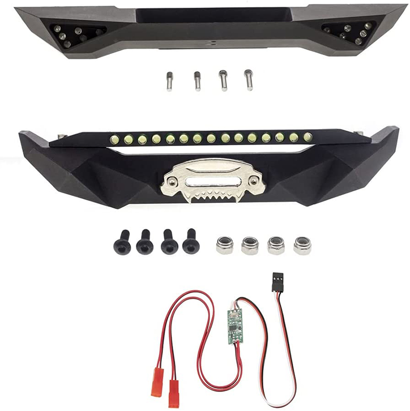 C30989BLACK Alloy F&R Bumper w/ LED & 3rd Ch. Controller for SCX10 Trail Crawler - Image 1