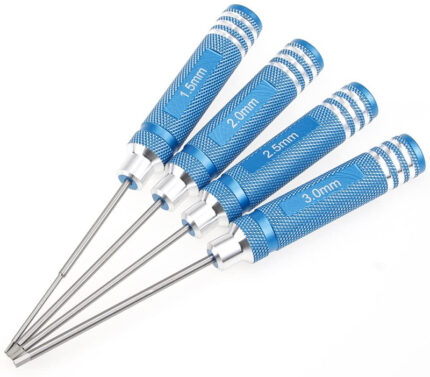 Blue Metric Size Allen Hex Wrench Driver Set 4pcs (1.5, 2, 2.5 & 3mm)