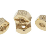 12mm Hex Wheel (4) Hub Brass 6mm Thick for Axial SCX-10, Wraith & CC01 Crawler