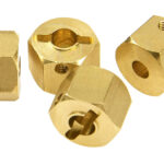 12mm Hex Wheel (4) Hub Brass 9mm Thick for Axial SCX-10, Wraith & CC01 Crawler