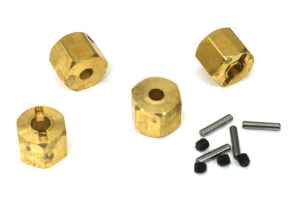 12mm Hex Wheel (4) Hub Brass 10mm Thick for Axial SCX-10, Wraith & CC01 Crawler
