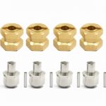 12mm Hex Wheel (4) Hub Brass 12mm Thick for Axial SCX-10, D90 & D110 Crawler