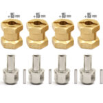 12mm Hex Wheel (4) Hub Brass 15mm Thick for Axial SCX-10, D90 & D110 Crawler